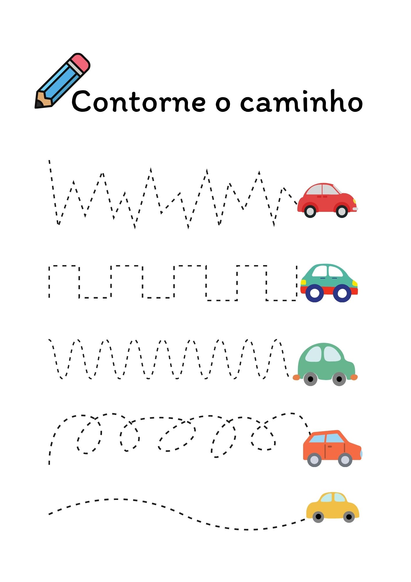 Página para contornar formas: as linhas e ondas