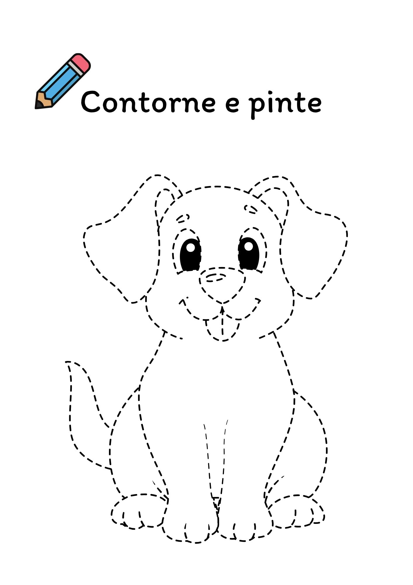 Página para contornar e pintar: o cachorrinho
