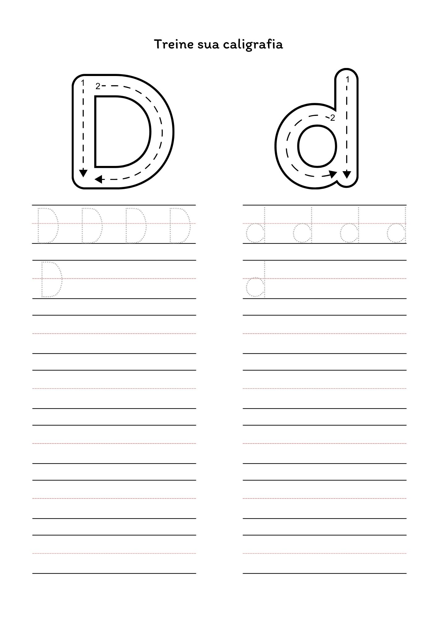 Página de traçado: letra D