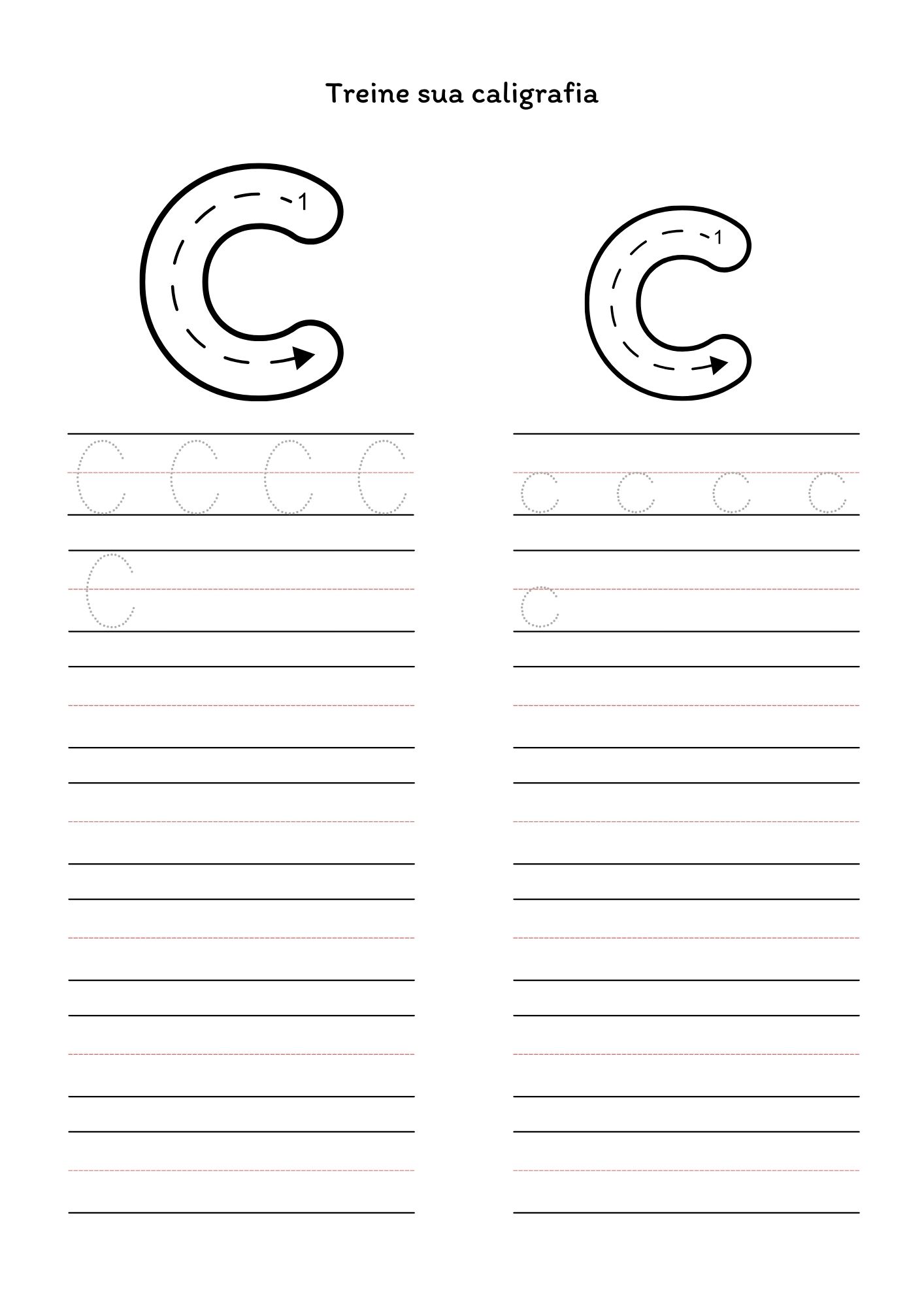 Página de traçado: letra C
