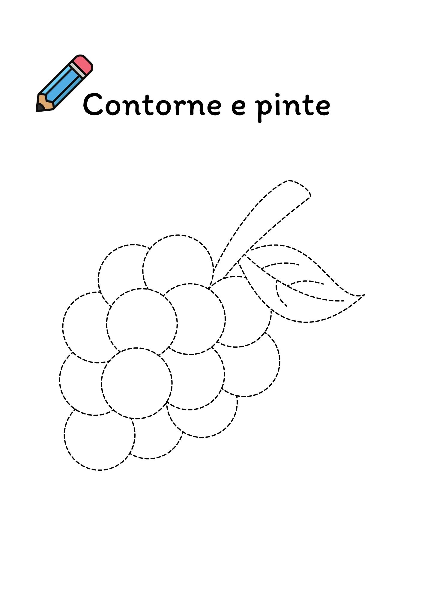 Página para contornar e pintar: o cacho de uvas