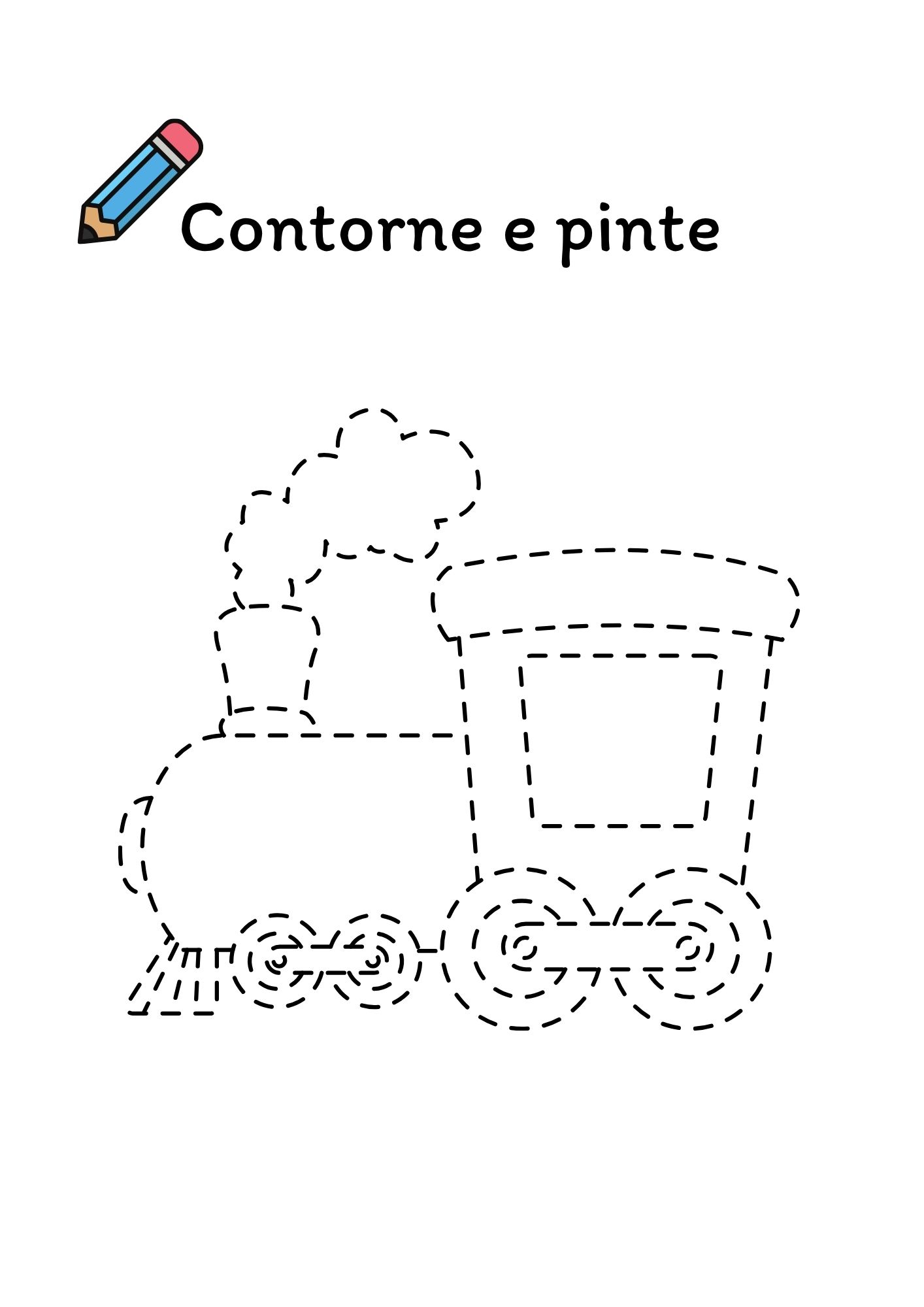 Página para contornar e pintar: o trenzinho