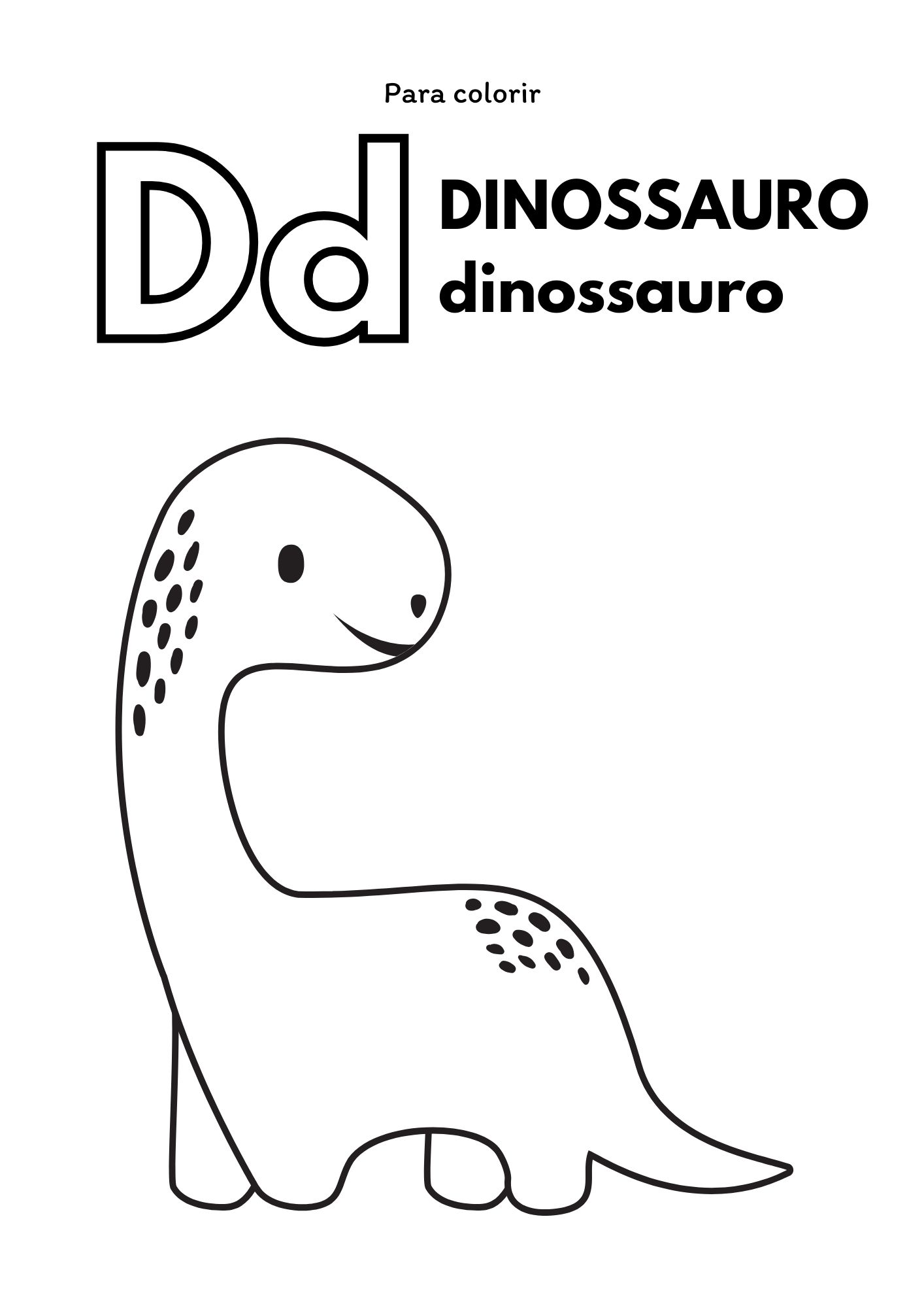 Página para colorir: letra D de dinossauro