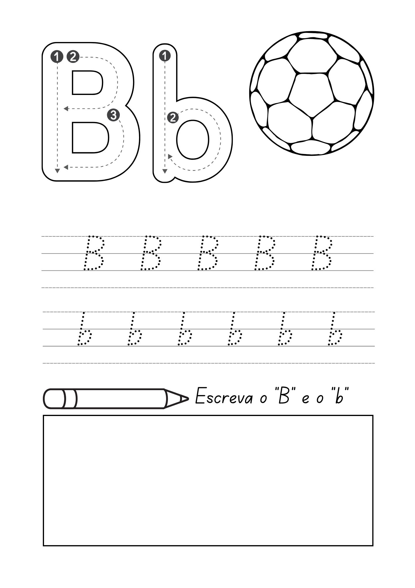 Página para escrever a letra B de bola