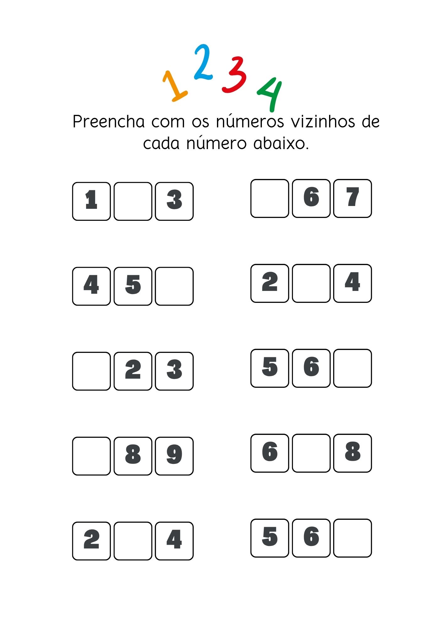 Página de números: as sequências de três números